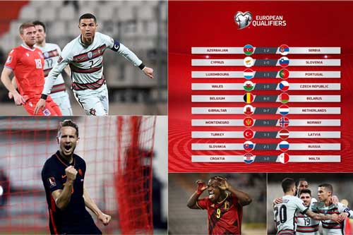 Kết quả vòng loại World Cup 2022 châu Âu: Bồ Đào Nha, Bỉ và Hà Lan trút cơn mưa bàn thắng