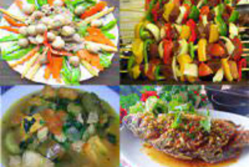 Bữa trưa đưa cơm với cá chiên mắm, thịt nướng rau củ