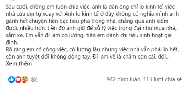 Nhờ trông con giúp, chồng bảo &quot;không thuộc phận sự&quot;, nhưng chưa đầy nửa ngày sau anh phải &quot;đứng hình&quot; trước màn &quot;nổi dậy&quot; của vợ - Ảnh 1.