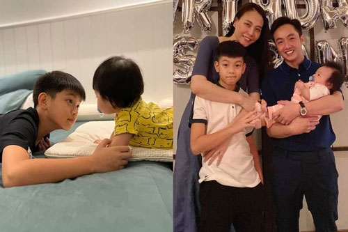 Cường Đô La chia sẻ khoảnh khắc cực đáng yêu của Subeo nằm chơi cùng em gái Suchin