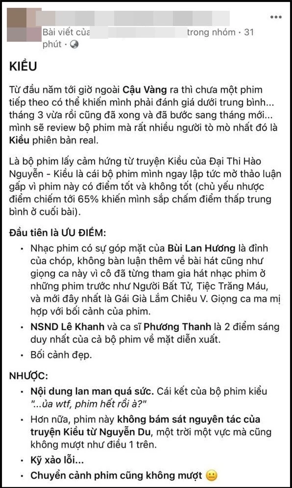 Khán giả chấm điểm KIỀU dưới trung bình, thất vọng nhất vì không hề bám sát nguyên tác - Ảnh 2.