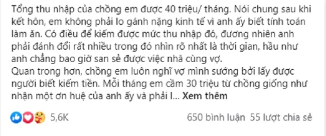 Mỗi tháng chồng đưa 30 triệu, tuyên bố &quot;chẳng ai sướng hơn&quot;,  nhưng vài tuần sau cô &quot;lật ngược&quot; tình thế khiến anh đứng hình - Ảnh 1.