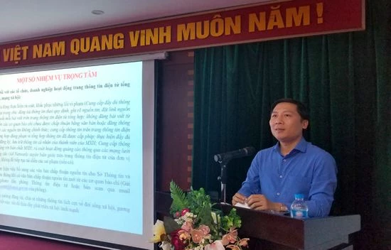 Giám đốc Sở TT&TT Hà Nội Nguyễn Thanh Liêm phát biểu tại Hội nghị