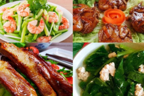 Mâm cơm chiều tuyệt ngon đãi khách