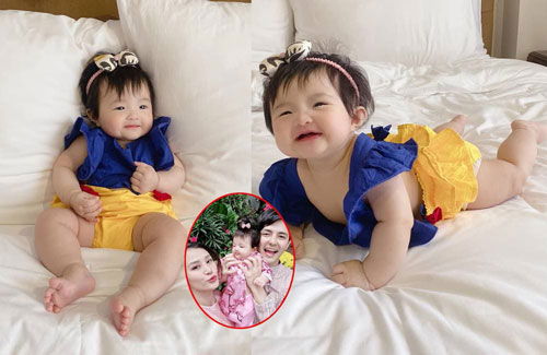 Hết diện váy công chúa, Đông Nhi lại biến con gái thành 'nàng Bạch Tuyết' khiến ai nấy mê mệt