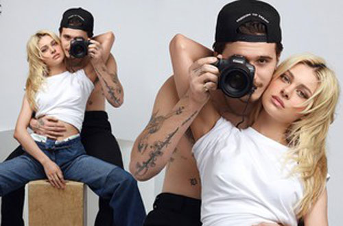 Cậu cả nhà Becks ôm eo hôn thê tình tứ trên Vogue Đức