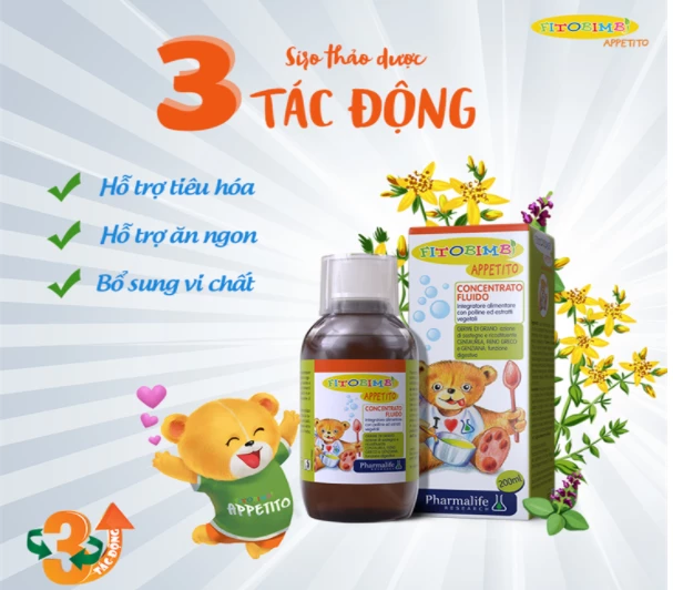 3 tác động của Fitobimbi Appetito.