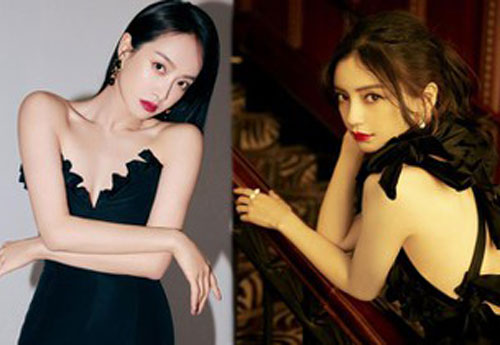 Angelababy đọ sắc Tống Thiến với đầm đen: Người lưng trần nuột nà, kẻ e ấp vòng 1