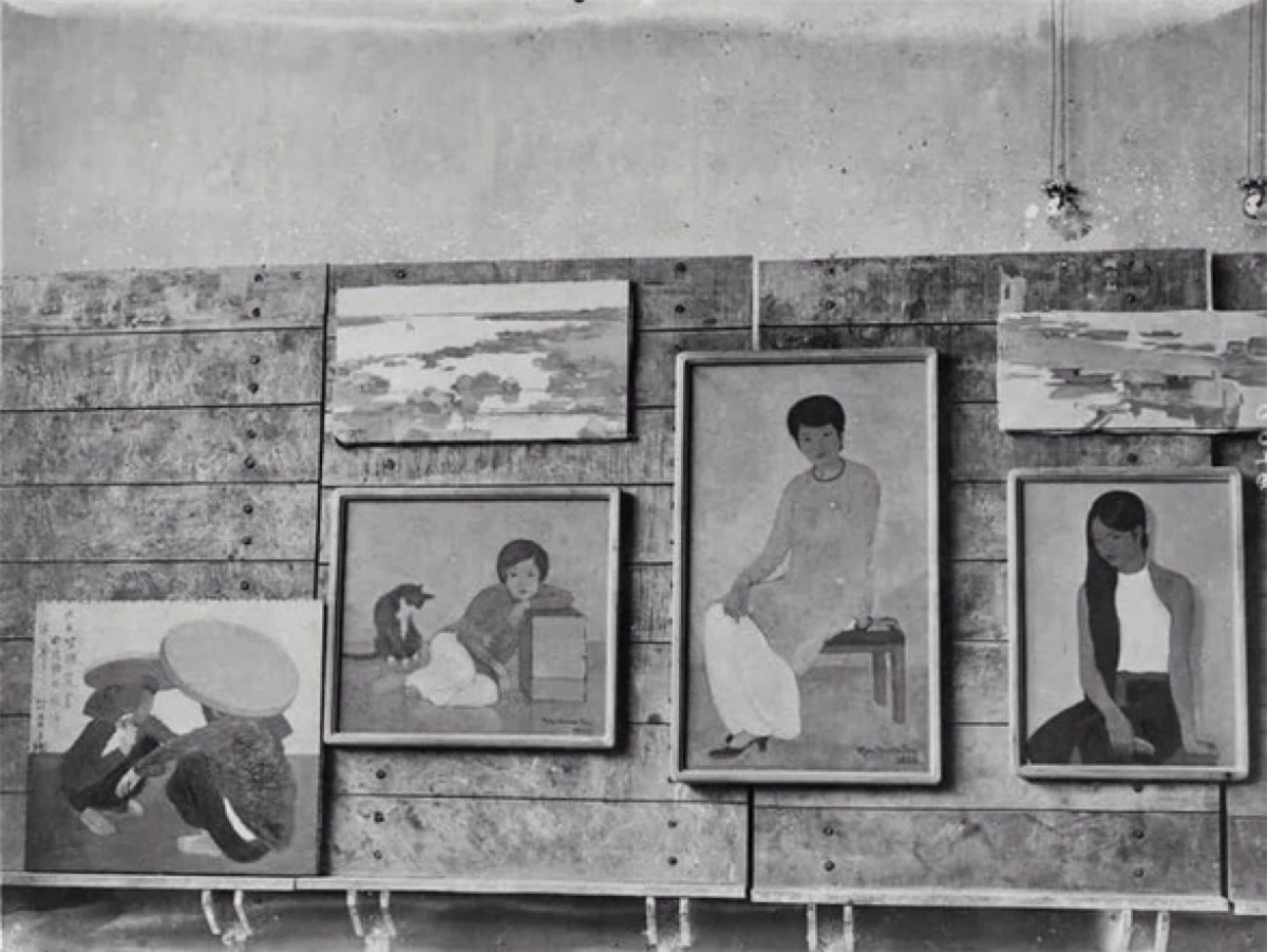 Tác phẩm "Portrait de Mademoiselle Phuong" xuất hiện trong buổi triển lãm tranh tại Trường cao đẳng Mỹ thuật Đông Dương năm 1930. (Ảnh: SOTHEBY'S)