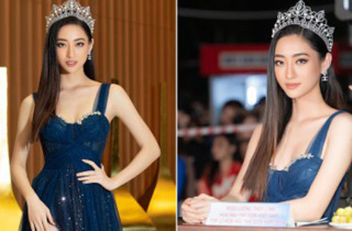 Lương Thuỳ Linh đeo vương miện 3 tỷ đồng, khoe chân dài 1m22 khi đi tìm người kế nhiệm
