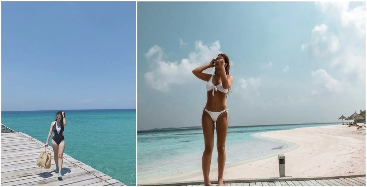 Cũng biển xanh, cát trắng, cây cầu gỗ, Kỳ Co (trái) không hề kém cạnh thiên đường nghỉ dưỡng nổi tiếng Maldives (phải) – Nguồn: Nguyen Van Anh, lara.mabella