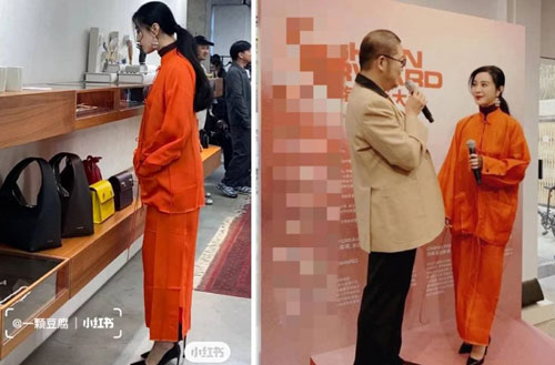 Phạm Băng Băng mặc quần áo nhàu nhĩ, đứng trên sân khấu đơn sơ đến lạ