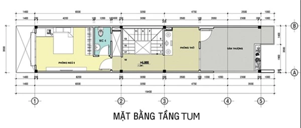 Bản vẽ thiết kế tầng tum.