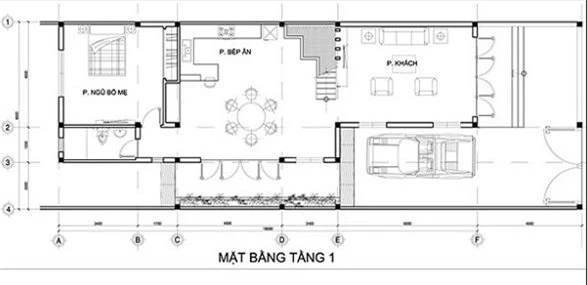 Bản vẽ thiết kế mặt bằng tầng 1.