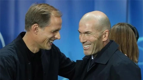 Là đối thủ lớn của nhau, nhưng Zinedine Zidane (phải) và Thomas Tuchel luôn tôn trọng người đồng nghiệp
