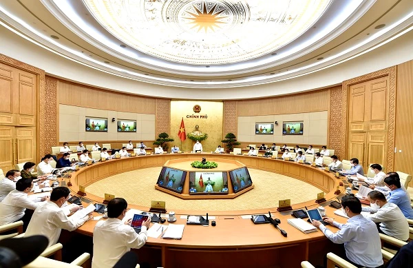 Thủ tướng Chính phủ Phạm Minh Chính chủ trì phiên họp Chính phủ thường kỳ ngày 5/5. - Ảnh: VGP