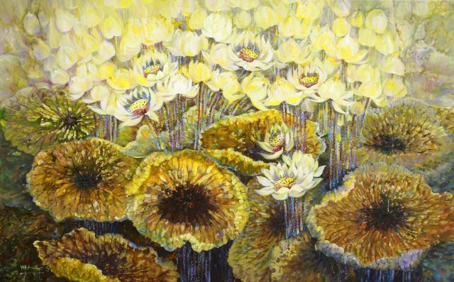 Dành tặng 108 bức tranh sen tri ân người yêu mến Phật giáo