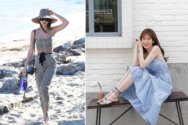 Diện váy ca rô để chị em trẻ ra cả chục tuổi