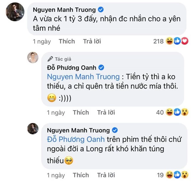 Phương Oanh đăng ảnh đẹp trong veo, Mạnh Trường nhắn chuyển khoản 1 tỷ 3, NSND Công Lý lại nói điều gây ngã ngửa - Ảnh 2.