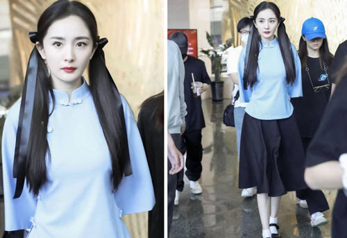 Dương Mịch bất ngờ diện đồ thời dân quốc, cột tóc 2 bên như thiếu nữ