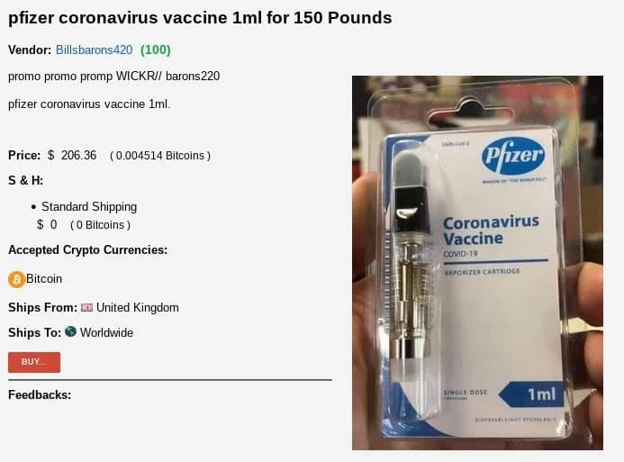 Rao bán vaccine online ngày càng phổ biến và chấp nhận thanh toán bằng Bitcoin