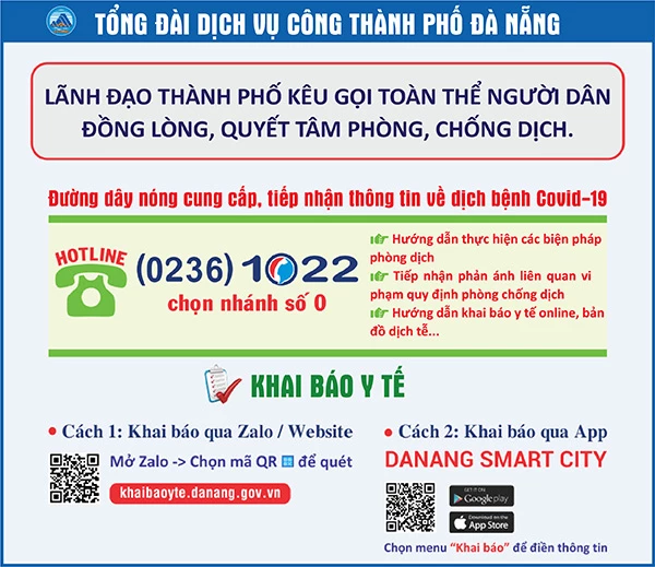 Đường dây nóng tiếp nhận phản ánh và cung cấp thông tin phòng chống dịch Covid-19 qua Tổng đài 1022 Đà Nẵng