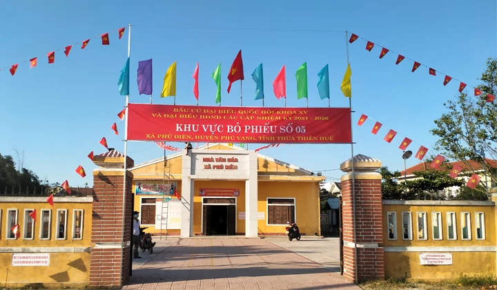 Điểm bỏ phiếu xã Phú Diên, huyện Phú Vang được chuẩn bị kỹ lưỡng, chu đáo.
