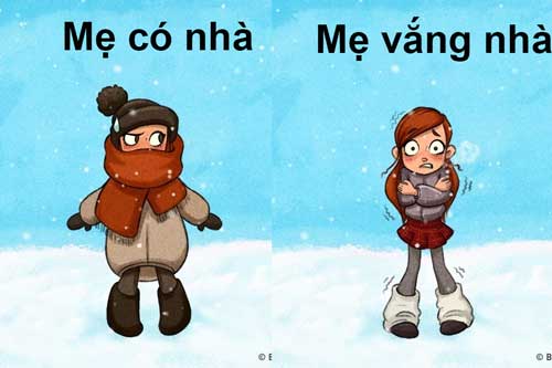 Sự khác biệt thú vị khi mẹ có nhà và khi mẹ vắng nhà