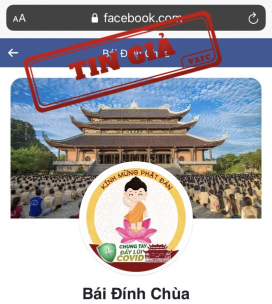 Giả mạo Facebook chùa Bái Đính để lừa tiền từ thiện