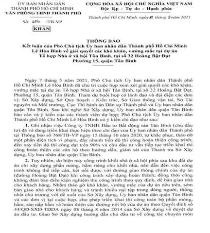 Mặc dù UBND TP.HCM đã 2 lần chỉ đạo xử lý khó khăn, vướng mắc tại dự án nhà ở xã hội Tân Bình nhưng ngày giao nhà cho người dân vẫn còn bị "bỏ ngỏ". Mặc dù UBND TP.HCM đã 2 lần chỉ đạo xử lý khó khăn, vướng mắc tại dự án nhà ở xã hội Tân Bình nhưng ngày giao nhà cho người dân vẫn còn bị "bỏ ngỏ".