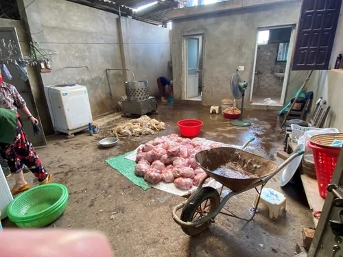 Toàn bộ số gà thịt đã bốc mùi hôi thối tại nơi kiểm tra, hơn 200kg đã đóng gói chờ giao cho khách bị ngăn chặn kịp thời