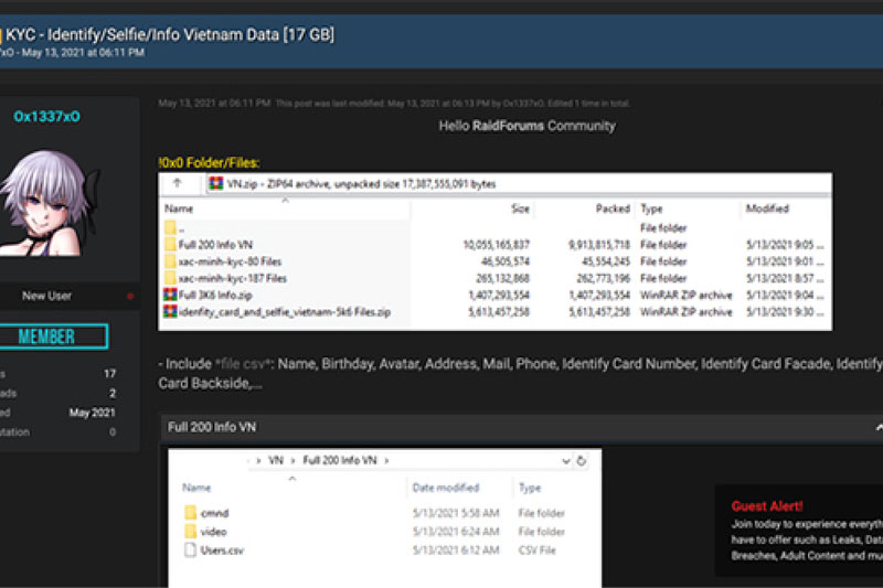 Rủi ro tiềm ẩn từ vụ rao bán 10.000 ảnh dữ liệu cá nhân