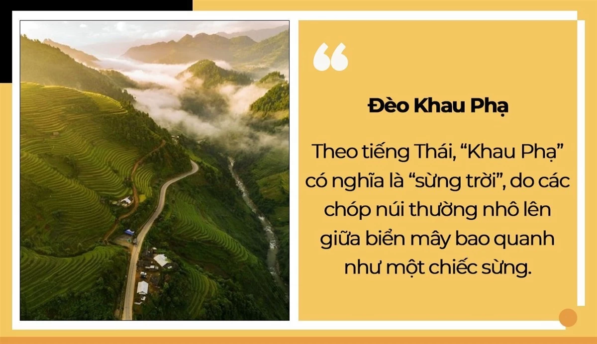 Với chiều dài hơn 20 km, đèo Khau Phạ như một dải lụa sẫm màu vắt ngang các sườn núi của một vùng cao nguyên trùng điệp.