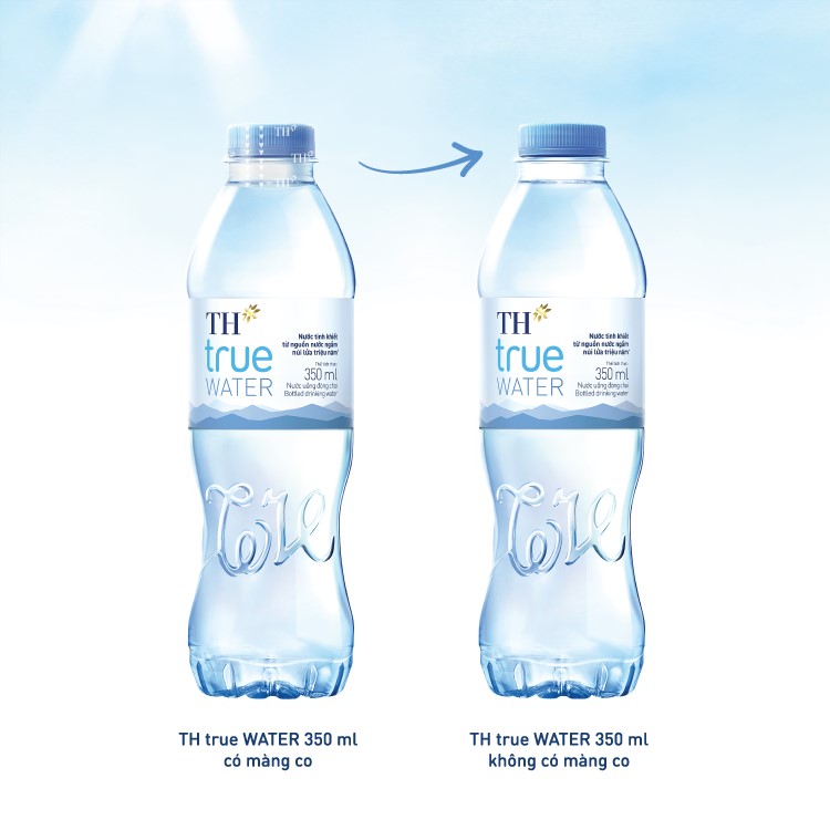 Từ tháng 02/2021TH ngưng sử dụng màng co nắp chai đối với sản phẩm TH true WATER 350 ml nhằm góp phần bảo vệ môi trường.
