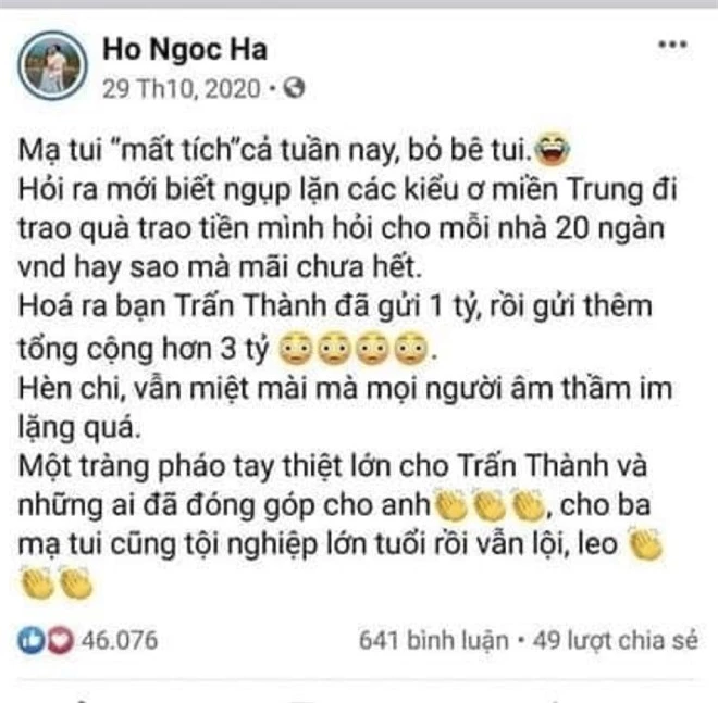 Hoá ra Hà Hồ từng vô tình hé lộ chuyện Trấn Thành gửi tiền cho mẹ nữ ca sĩ thay vì Thủy Tiên, đến nay sự việc mới rõ ràng? - Ảnh 2.