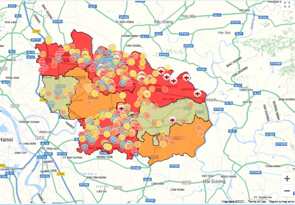Bắc Ninh áp dụng bản đồ số thông tin Covid-19 theo thời gian thực 