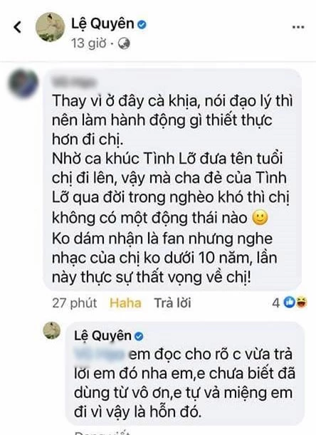 Bị đặt điều vô ơn với cố nhạc sĩ Thanh Bình, Lệ Quyên đanh thép đáp trả khiến netizen xấu hổ phải xoá bình luận - Ảnh 2.