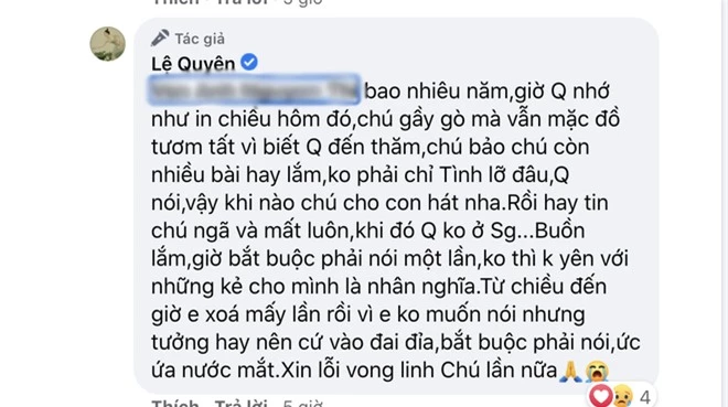 Bị đặt điều vô ơn với cố nhạc sĩ Thanh Bình, Lệ Quyên đanh thép đáp trả khiến netizen xấu hổ phải xoá bình luận - Ảnh 4.