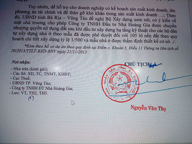 Chủ tịch UBND tỉnh Nguyễn Văn Thọ ký văn bản xin cho một mình công ty Hoàng Gia, dù cả cộng đồng doanh nghiệp đều khó khăn như nhau.