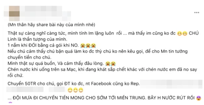 Hoài Linh lại gặp rắc rối: Nhà hảo tâm bức xúc tố nam nghệ sĩ nhận 50 triệu đồng cứu trợ miền Trung nhưng không thể liên lạc được? - Ảnh 1.