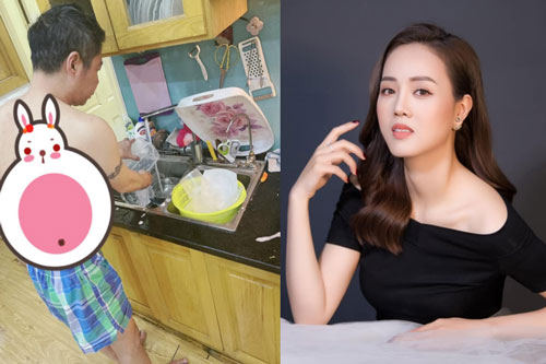 Vợ trẻ khoe ảnh NSND Công Lý rửa bát, cách gọi chồng gây chú ý
