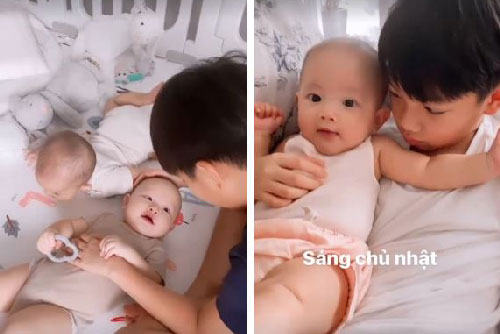 "Tan chảy" trước khoảnh khắc Subeo và Lisa nhà Hồ Ngọc Hà ôm nhau kề má tình cảm quá ngọt ngào
