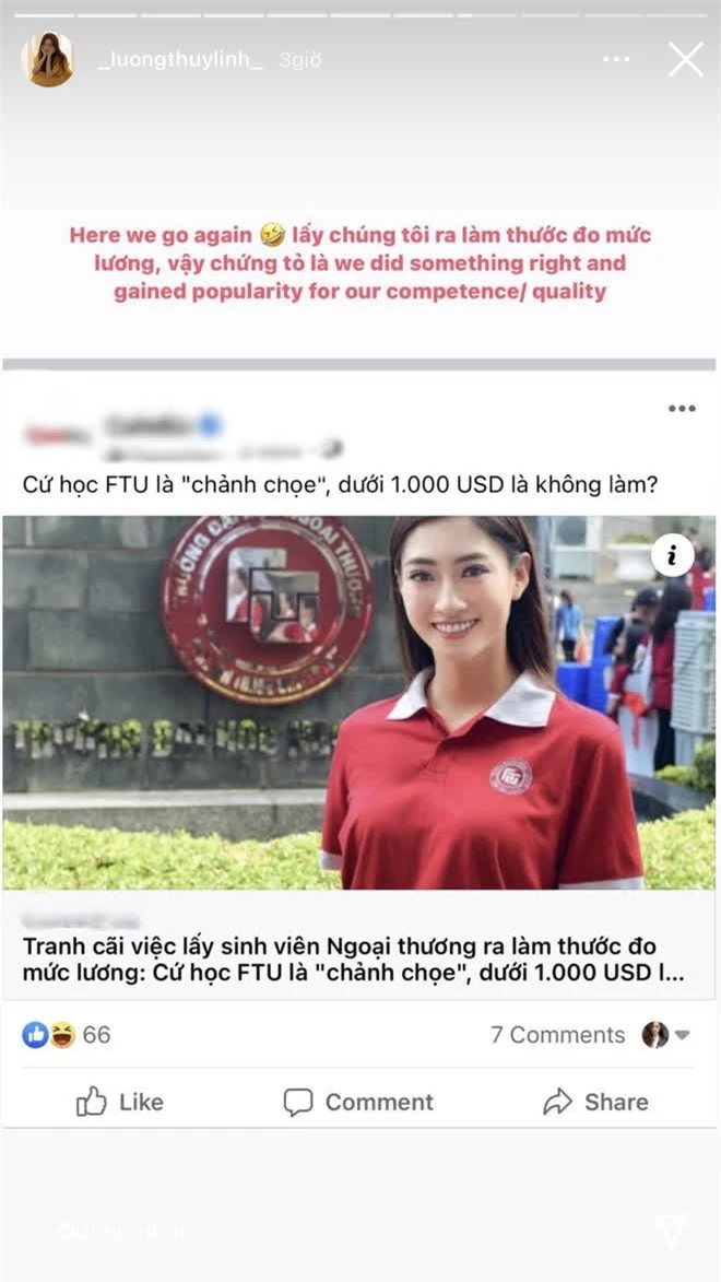 Hoa hậu Lương Thùy Linh phản pháo gay gắt ý kiến: Sinh viên Ngoại thương chảnh chọe, lương dưới 1.000 đô là không làm - Ảnh 1.
