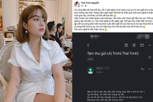 Thái Trinh suýt mất tiền khi bị fan gửi email xin một cách chuyên nghiệp