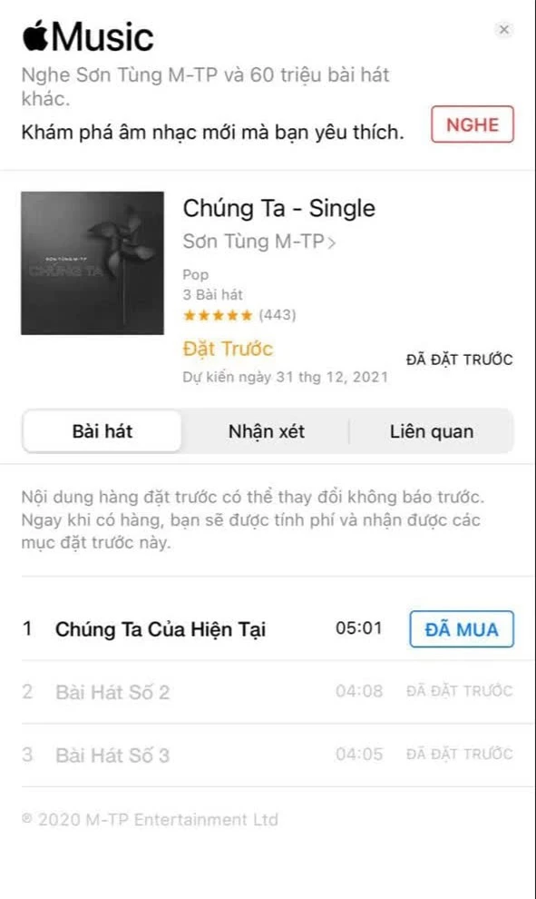 Sơn Tùng M-TP tiếp tục thất hứa, fan phát hiện album Chúng Ta lại bị dời lịch trên iTunes đến cuối năm 2021? - Ảnh 1.