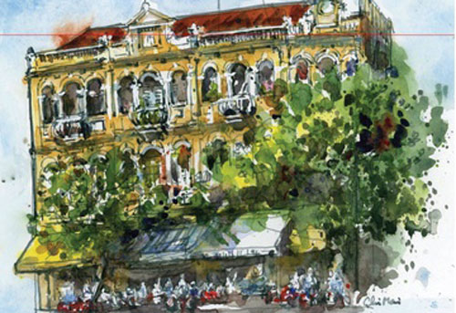 Nhà cổ quanh Chợ Bến Thành và Chợ Lớn qua những bức ký họa