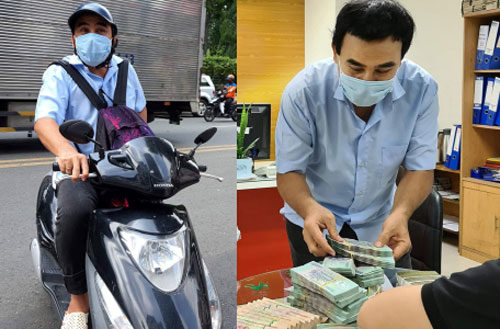 Ấm lòng hình ảnh MC Quyền Linh đi xe máy, đeo balo mang 2,2 tỷ đồng trực tiếp quyên góp vào quỹ mua vaccine Covid-19 cho người nghèo