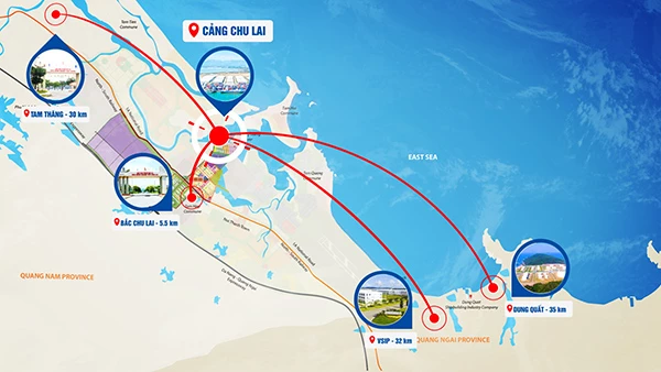 Cảng Chu Lao có vị trí thuận lợi, kết nối với các khu vực công nghiệp và các vùng miền 