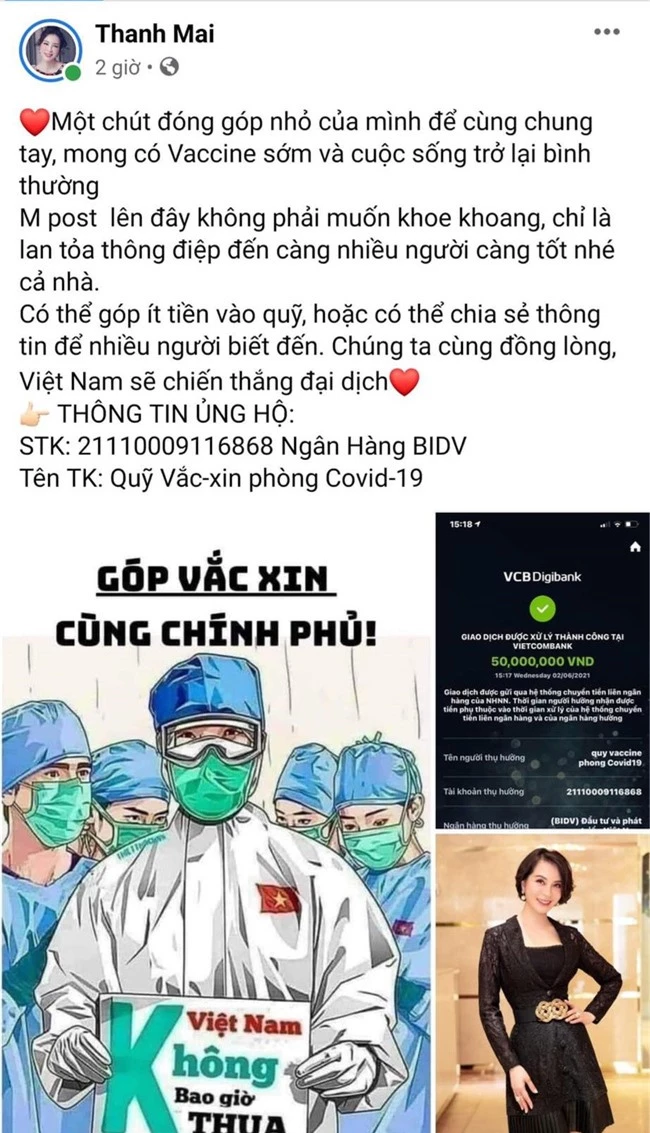 Sau Vy Oanh, lại thêm một mỹ nhân Việt bị nghi làm giả biên lai chuyển tiền ủng hộ mua vắc xin Covid-19 - Ảnh 1.