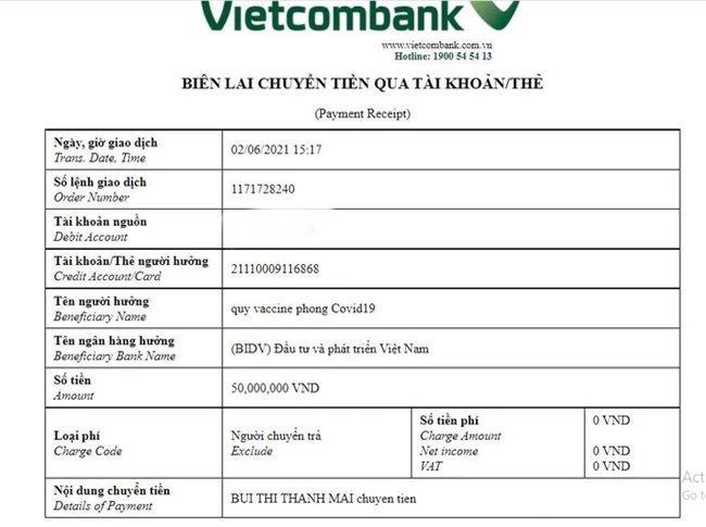 Sau Vy Oanh, lại thêm một mỹ nhân Việt bị nghi làm giả biên lai chuyển tiền ủng hộ mua vắc xin Covid-19 - Ảnh 4.